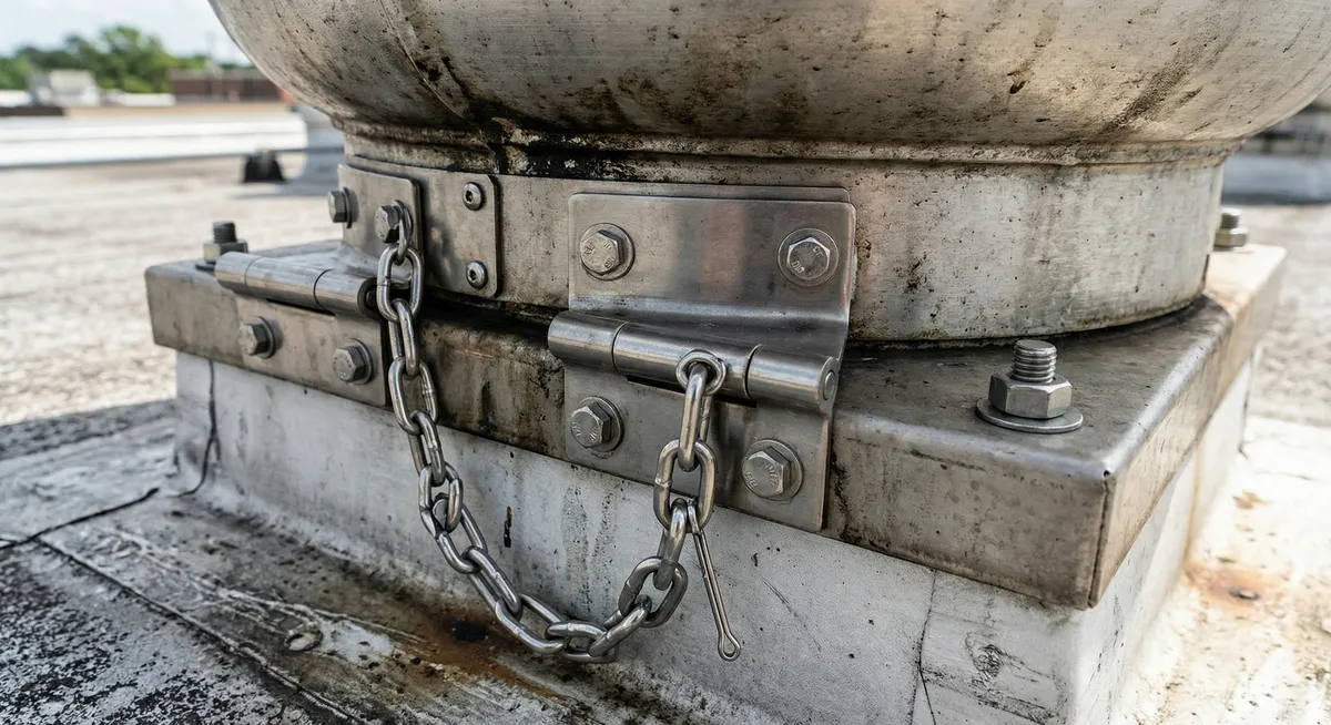 Hinged exhaust fan allowing access for cleaning and inspection in Sacramento